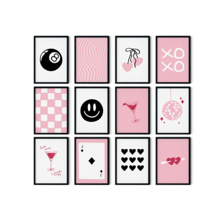 Retro Pop Pink Gallery Wall Art Set